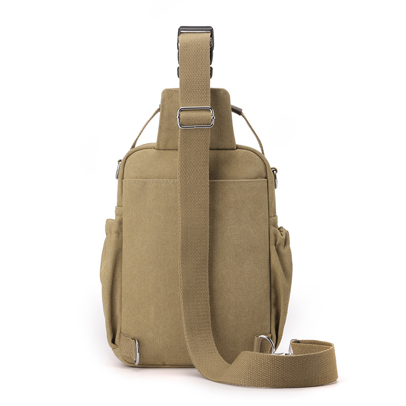 2024 Bolso de pecho de lona retro de moda para hombre nuevo transfronterizo Bolso de mensajero para hombre multifuncional al aire libre de gran capacidad