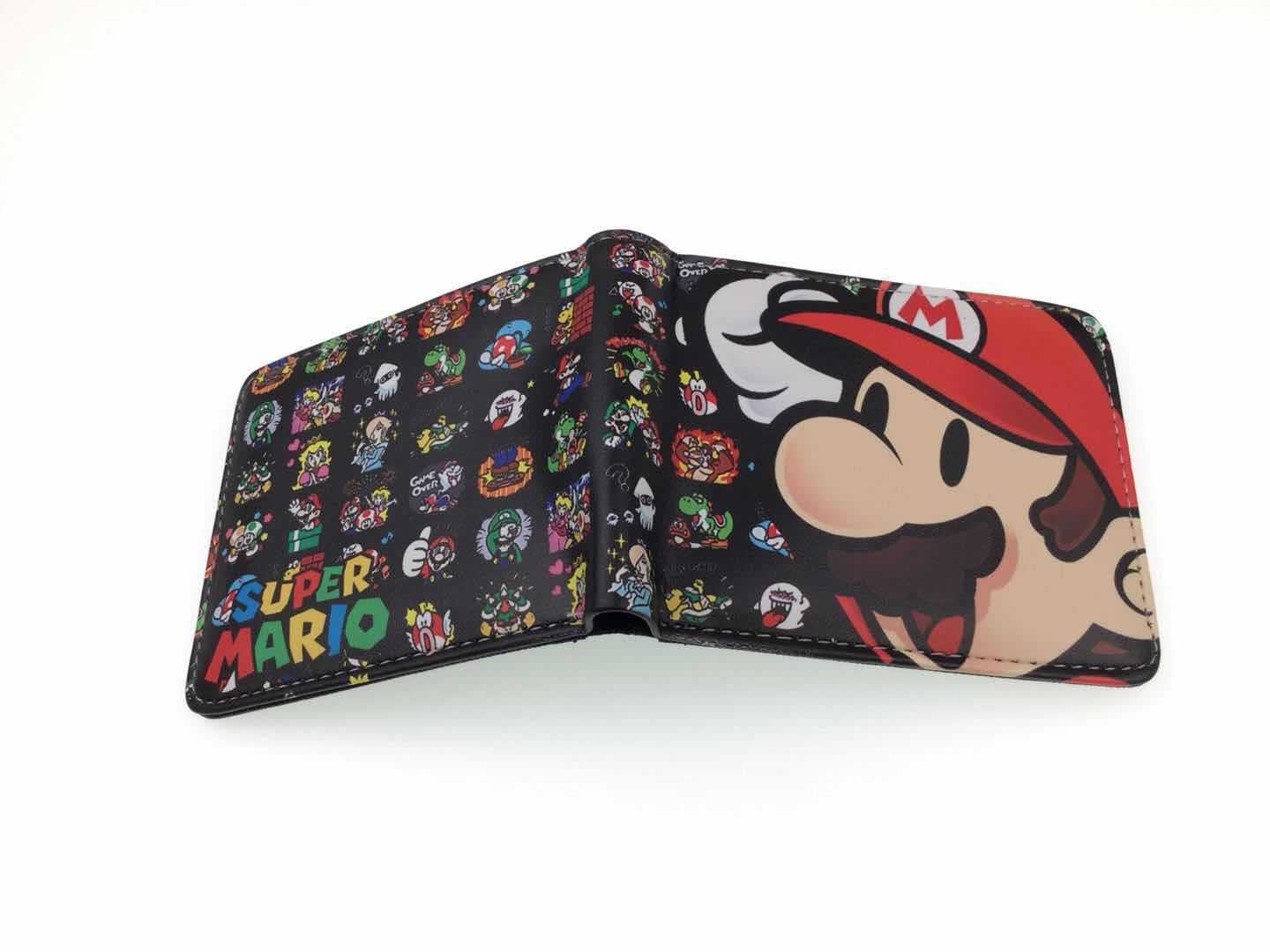 Nuevo Super Mary cartera corta Super Mario estudiante unisex pu cuero Snap cartera