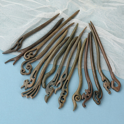 Green Sandalwood Hairpin Ancient Style Sandalwood Hairpin Simple Modern Green Sandalwood Hairpin Hanfu Hair Accessory Daily Cheongsam Updo