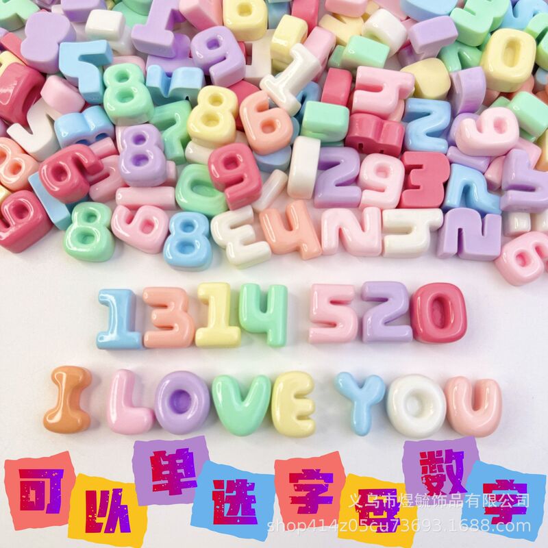 Single Selection Macaron 26 English Letters DIY Accessories Numbers Cream Glue Nail Art Stickers Phone Case Resin Accessories