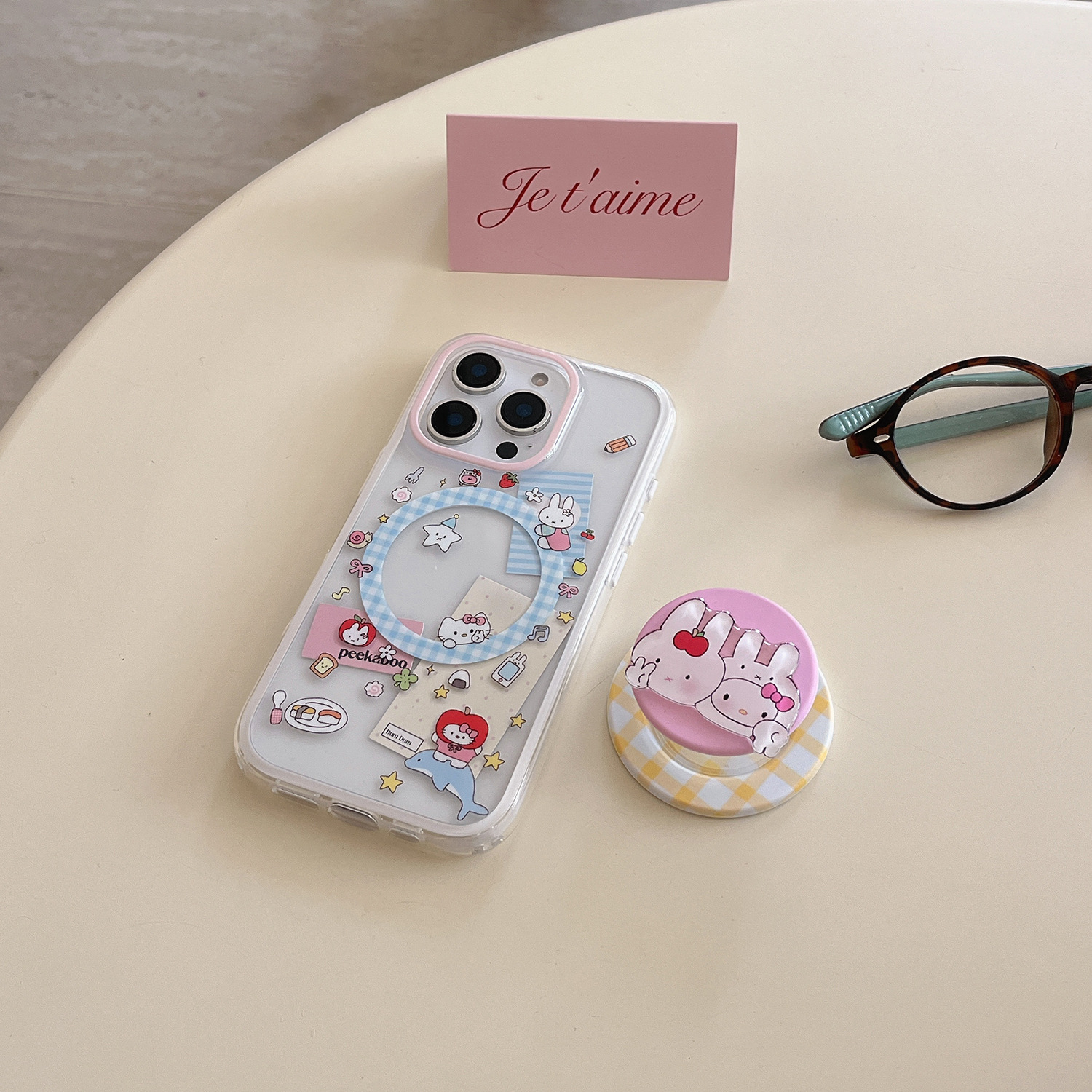 Dibujos animados lindo gato KT para Apple 16ProMax funda para teléfono móvil 15Pro dos en uno 14/13 atracción magnética 15PM hembra