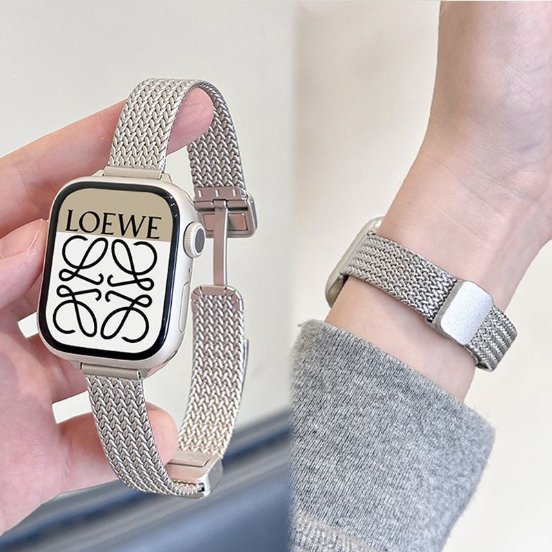 Suitable for Apple Apple Apple iWatchSE10Ultra98765432 Watch with Wheat Ear Magnetic Metal Thin Women