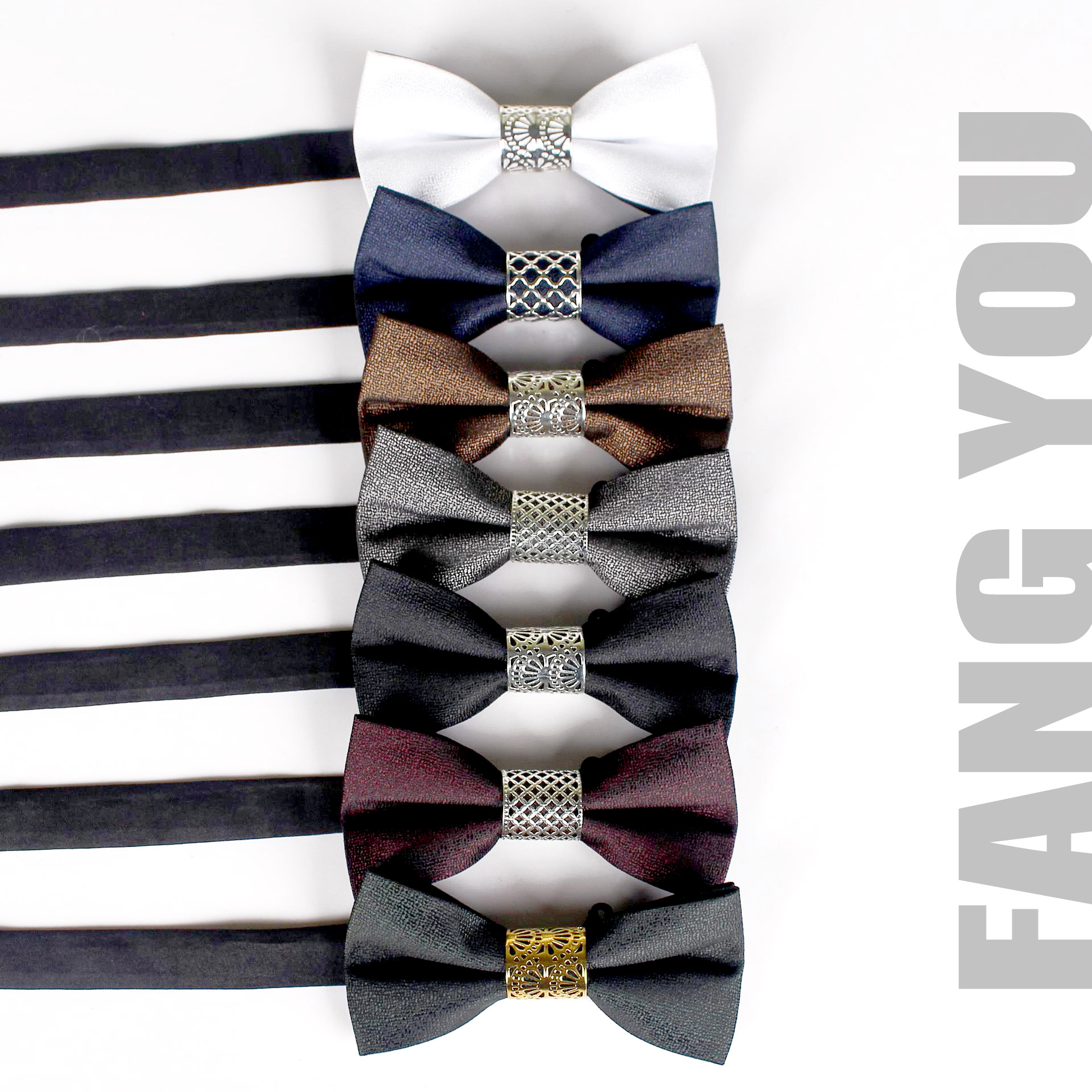 Metal bow tie with bow, suit