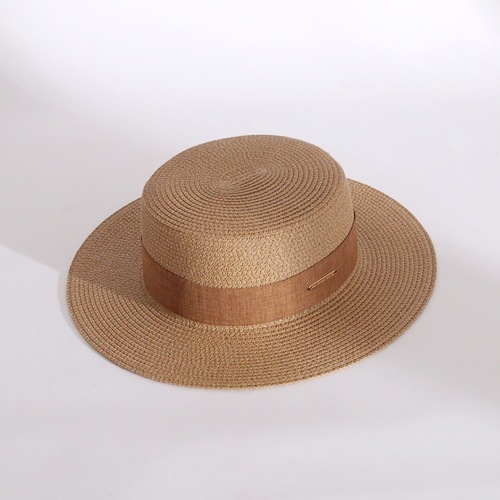 草帽女士夏天出游遮阳防晒百搭沙滩帽INS网红款时尚英伦平顶礼帽