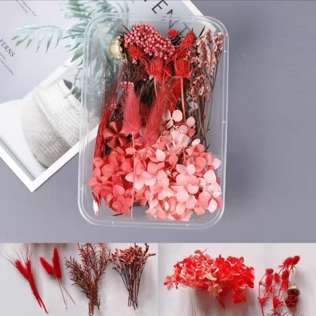 Paquete mixto de bricolaje, decoración hecha a mano, flor eterna, material de paquete de flores secas, marco de fotos de bricolaje, paquete de flores en relieve, día de la mujer