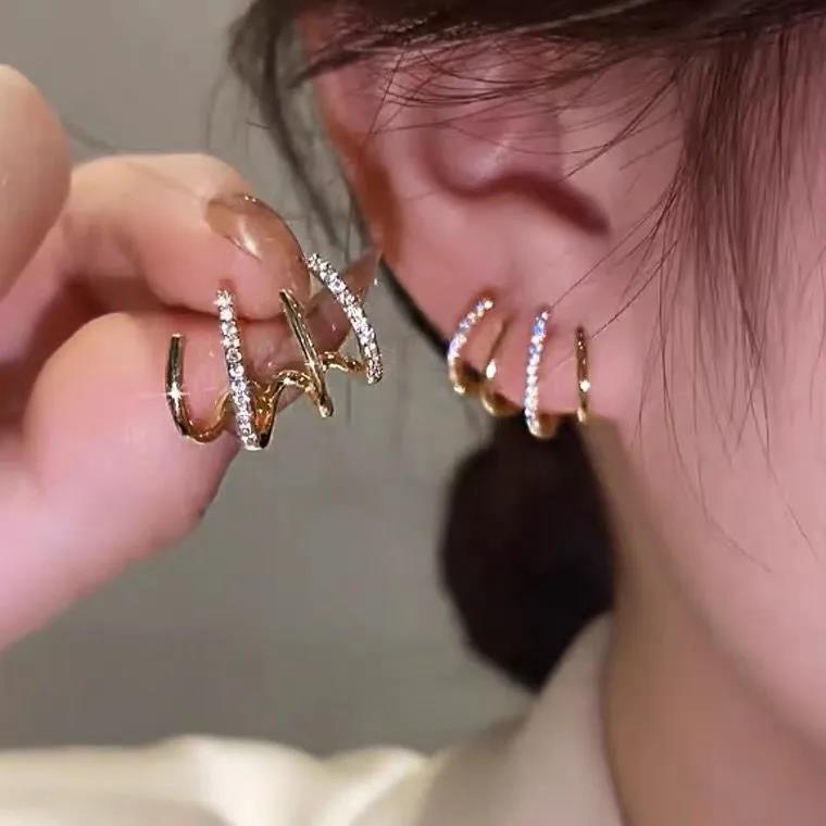 Alloy Material Geometric, Flower, Butterfly Pattern Women'S Gender Inlay Design 1 Pair Elegant Basic Lady Geometric Flower Butterfly Inlay Alloy Artificial Crystal Drop Earrings