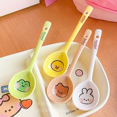Minini陶磁器の長い柄のスプーンの漫画の子供のスプーンの家庭用のスプーンのご飯のスプーンの高い顔の値のかわいい小さいスプーンの食器の卸売り