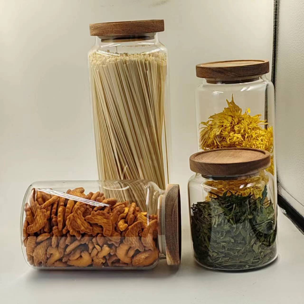 相思木盖高硼硅玻璃 密封罐  茶叶糖果杂粮零食防潮防虫收纳瓶