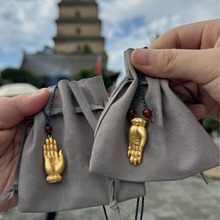 古法佛掌项链转运招财编织蓝绳项链百搭潮男配饰国风毛衣链配饰