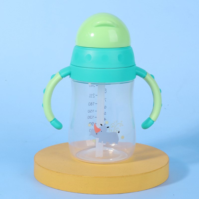 Taza de agua con tapa deslizante en caja inglesa con mango 270ml taza de paja de agua potable a prueba de goteo