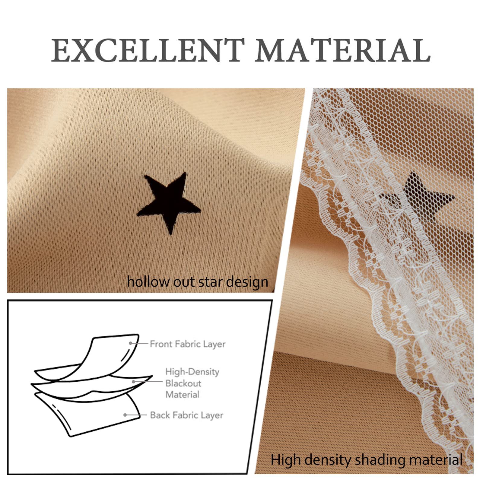 double layer curtains hollow star blackout rod punching short curtains_voghion.com