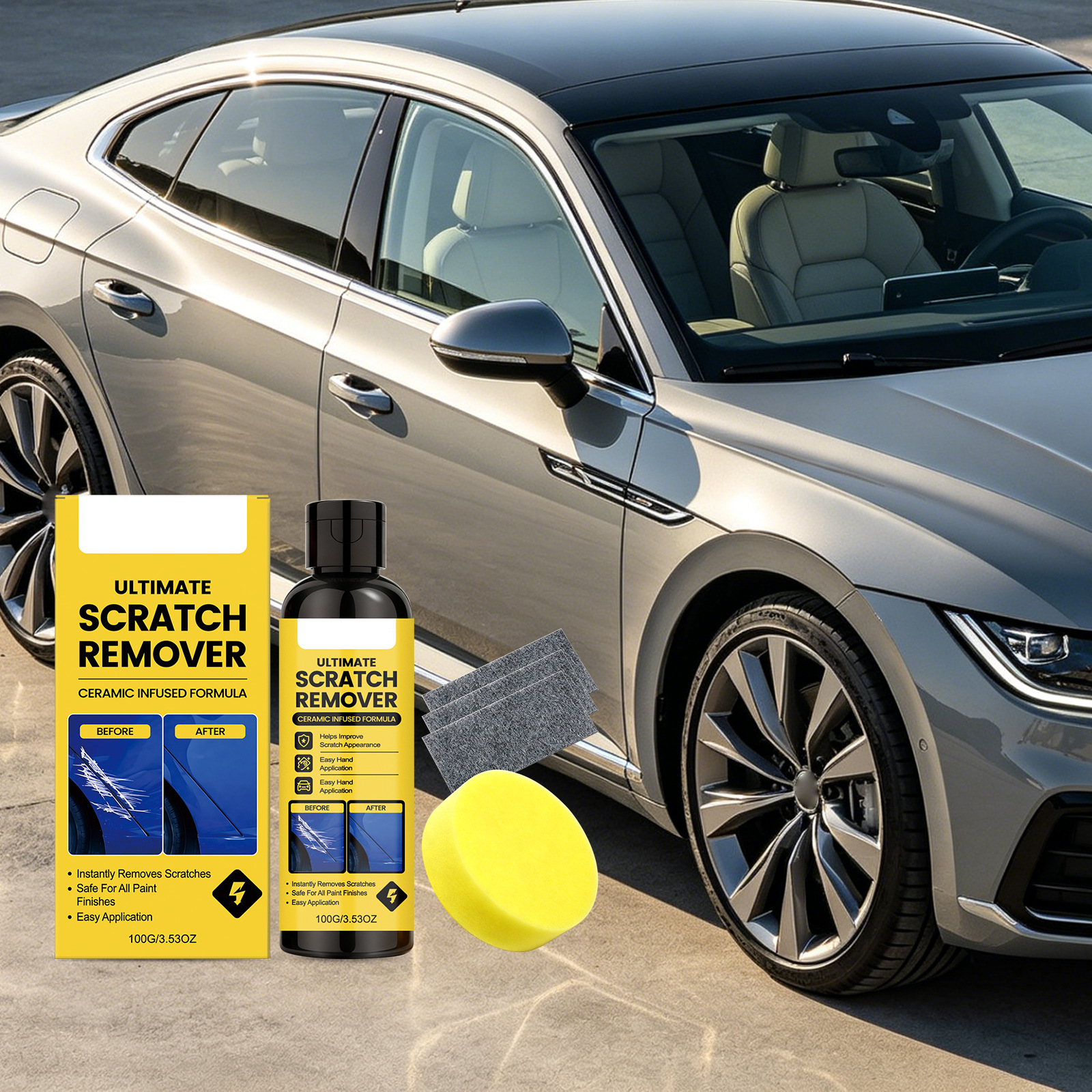 Car Scratch Care Kit, Paint Surface Scratch Removal, Cleaning, Repair, Polishing, Brightening, and Rejuvenation, Gentle Formula