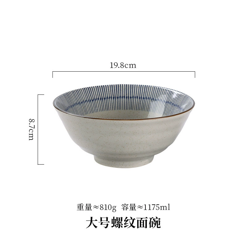 日式复古陶瓷餐具手绘釉下彩碗盘碟家用餐厅创意米饭碗4.5寸