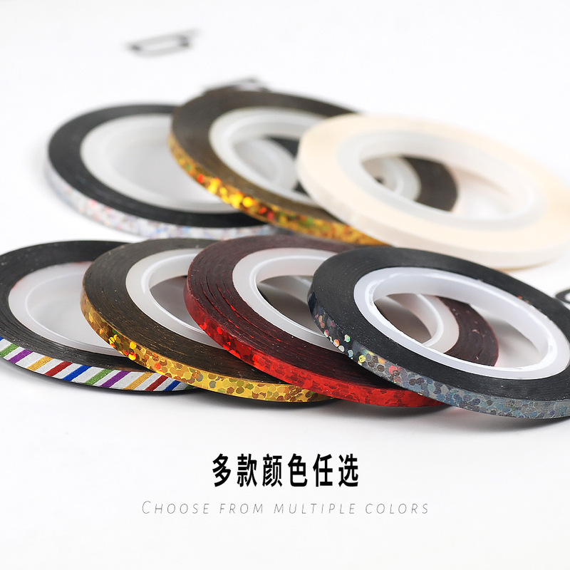 New cross-border nail art gold and silver thread 1/2/3mm 31-color rainbow laser dot stripe nail art decorations New cross-border nail art gold and silver thread 1/2/3mm 31-color rainbow laser dot stripe nail art decorations