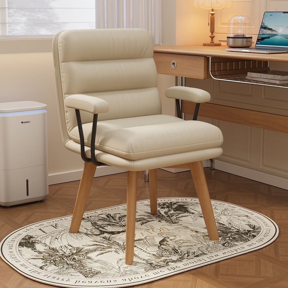 Solid wood computer chair, swivel, for girls' bedrooms, with backrest, makeup stool, office sofa seat, ergonomic desk chair