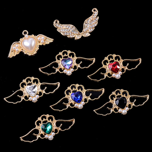 10pcs DIY necklace accessories Baroque style love wing hang metal accessories diy bracelet earrings crystal jewelry accessories wholesale