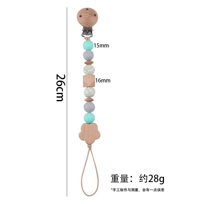 Nueva cadena de chupete de flor de haya de cuentas de silicona de transferencia de agua para bebés cadena de chupete de silicona de haya calmante cadena anti-caída