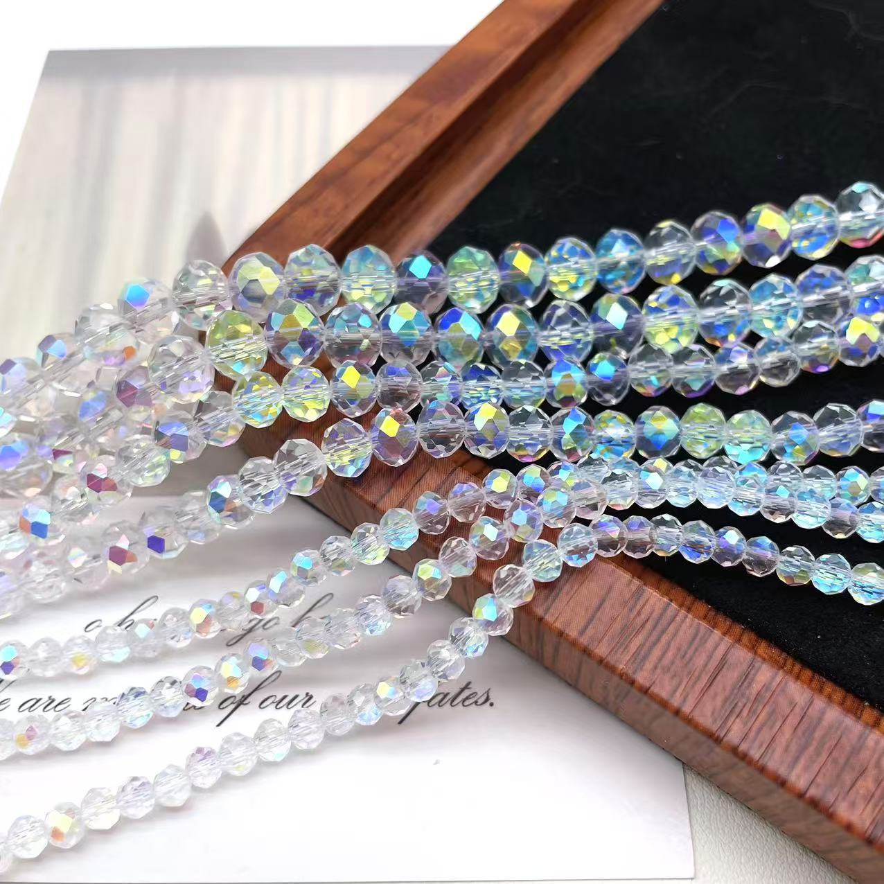 Cuentas de cristal planas y redondas de 4/6/8 mm, cuentas de cristal brillantes hechas a mano para joyería DIY, cuentas sueltas para collar y pulsera