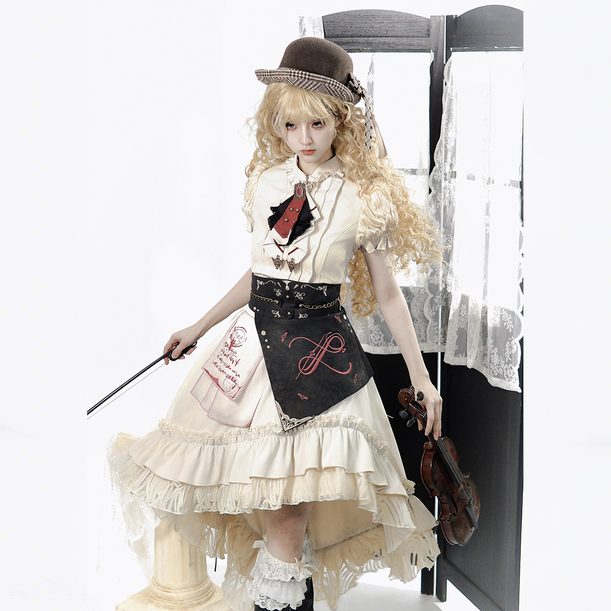 2026 Xiong Doujiang Original Lost Chapter Lolita Women's Lolita Waist Belt Shirt and Skirt Daily Outfit 7361