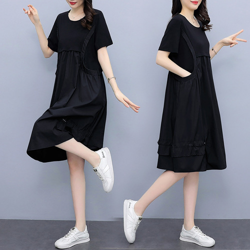 European goods, foreign style suspender skirt, fake two-piece summer 2026 waist waist mid-long A-line suspender slimming dress for women