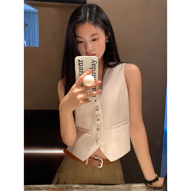 French Style Sleeveless Top Vest Vest Casual Small Suit Thin Vintage Suit Jacket Women's Summer 2025 New French Style Sleeveless Top Vest Vest Casual Small Suit Thin Vintage Suit Jacket Women's Summer 2025 New
