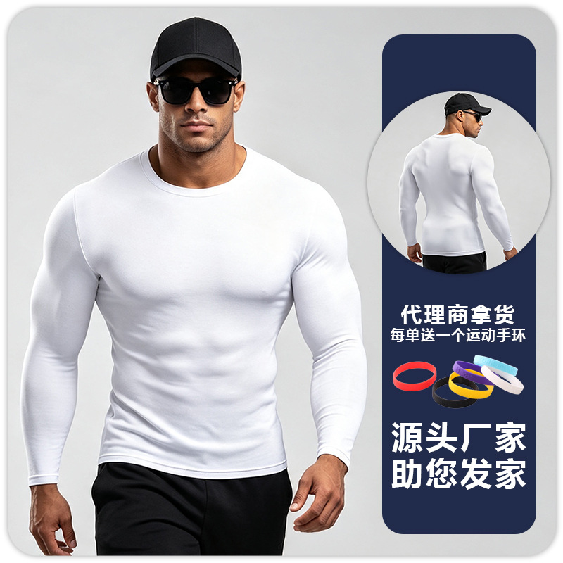 Ropa deportiva de fitness para hombres sin pilling stretch manga larga de secado rápido transpirable baloncesto superior correr ropa de entrenamiento