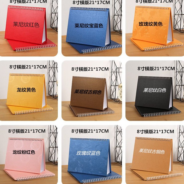 Factory wholesale spot calendar base plate shelf 8 inch A5 horizontal triangle Pearl paper 2024 office simplicity