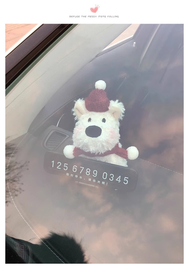 Scribbled dog car temporary parking plate moving number plate car moving license plate car interior decoration new girl gift