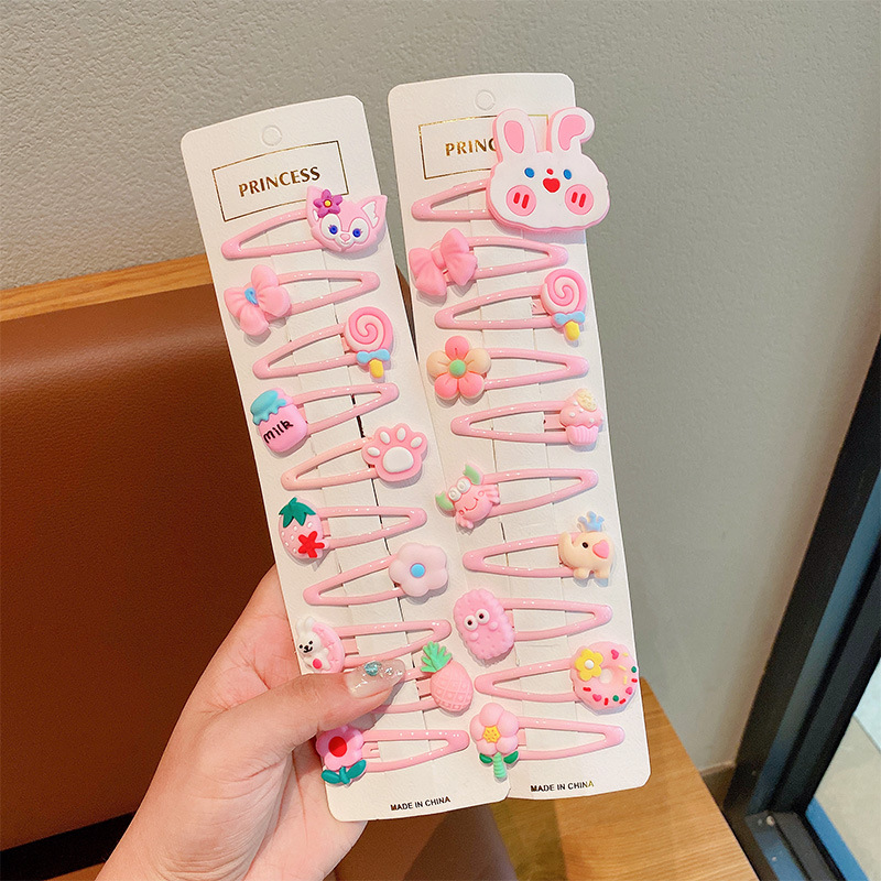 Clip de cabello auténtico para niños, clip de cabello rotos para chicas, clip de cabello no dañado, tarjeta de cabello de fresa, cartón de dibujos animados, clip de cabello lateral para bebés.