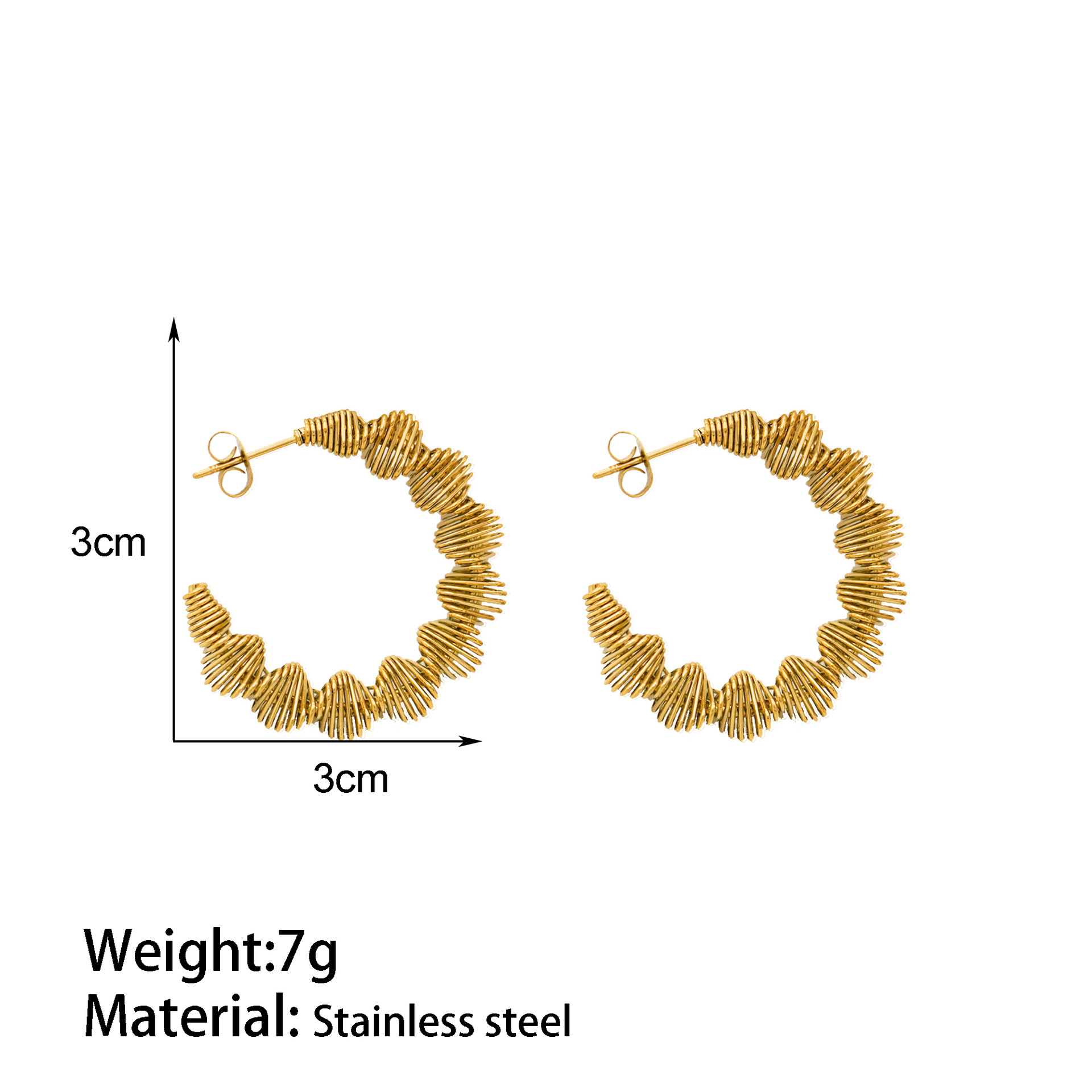12g Weight Titanium Steel Ear Needle Material 18K Gold Plated Plating Material Ear Studs Classification 1 Pair Quantity Holiday, Daily Occasion Titanium Steel Material C Shape Pattern Women's Gender Exaggerated, Simple Style Style 1 Pair Exaggerated Simple Style C Shape Titanium Steel 18K Gold Plated Ear Studs 9