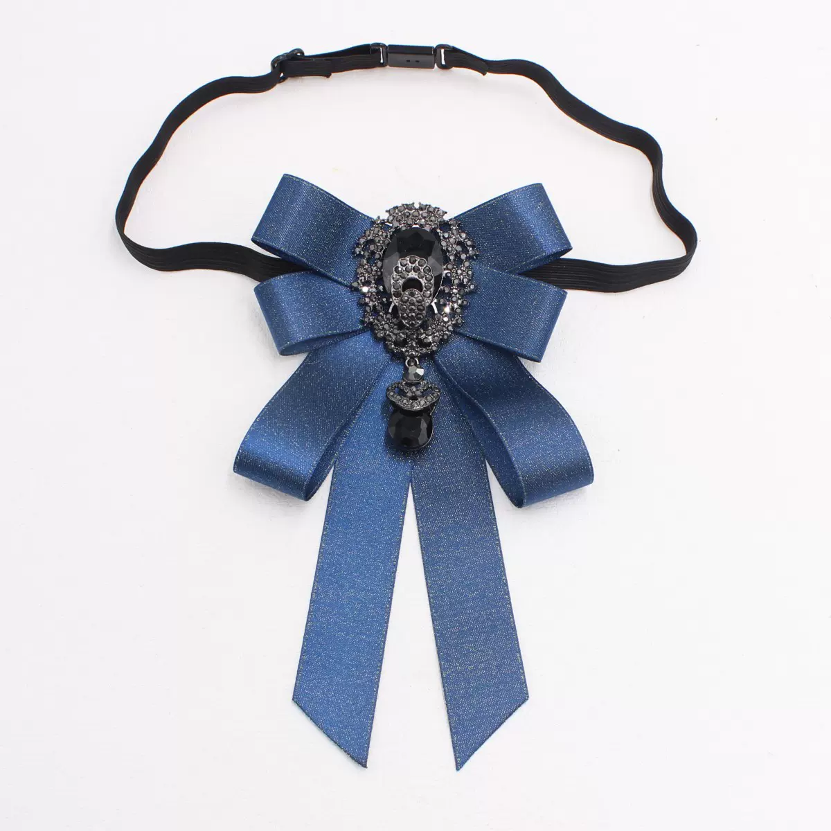 欧美风黑钻配饰领花亮丝面料衬衫领结秋季新品厂家批发供跨境TS30