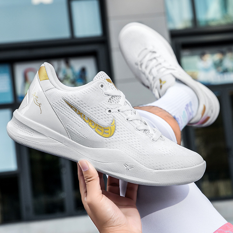 Kobe 8 Pure White Basketball Shoes Venice Kobe 8 All-Star Youth Practical Wear-Resistant Non-Slip Sports Shoes