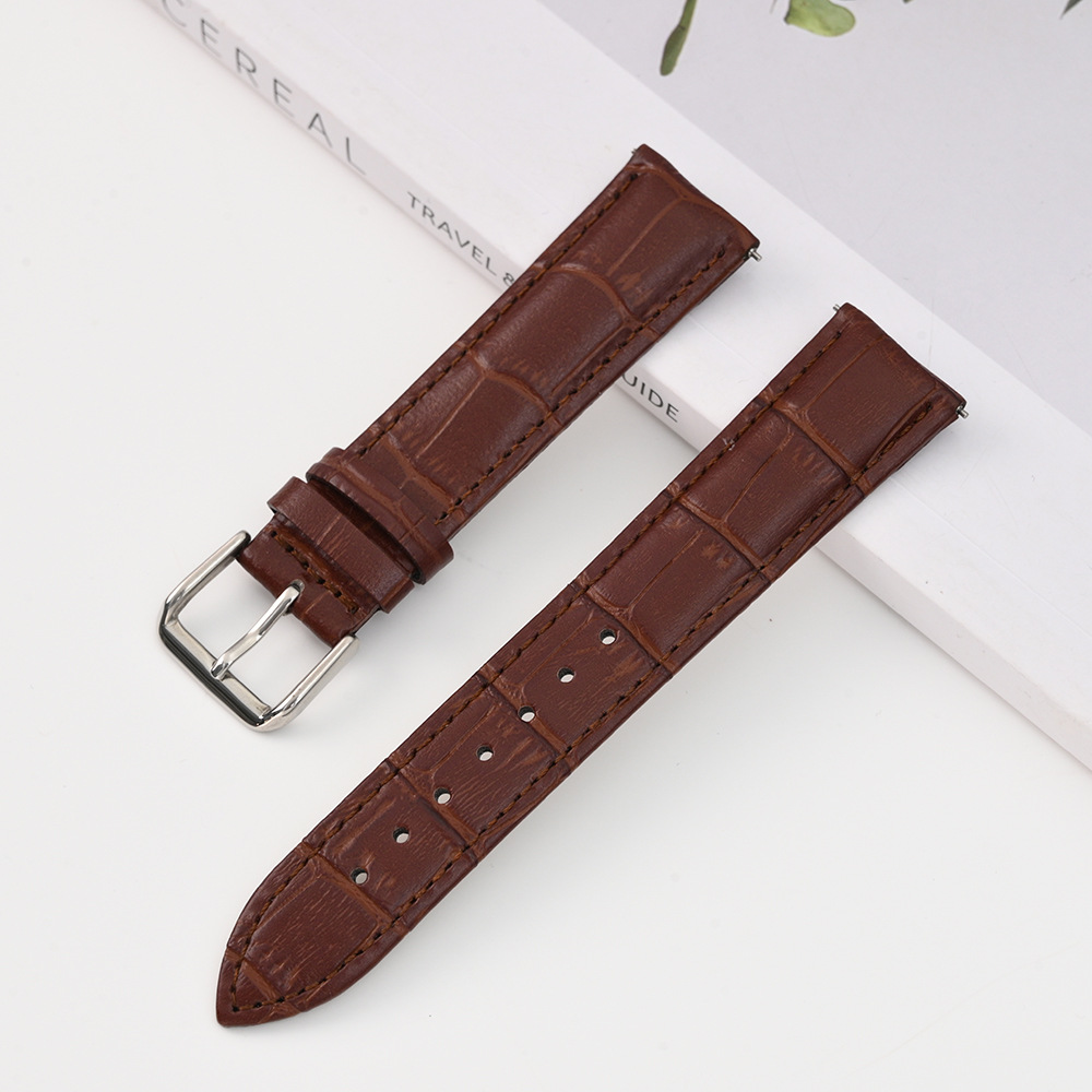 Correa de cuero con estampado de cocodrilo de venta caliente Correa de hebilla de aguja de bambú de múltiples especificaciones Correa de reloj de color unisex con interruptor