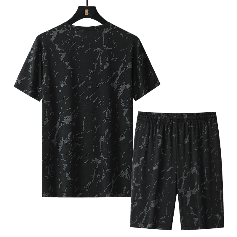 Cross-border M - 8XL traje casual grande hombre gordo traje de manga corta hombre de verano delgado pantalones cortos transpirables