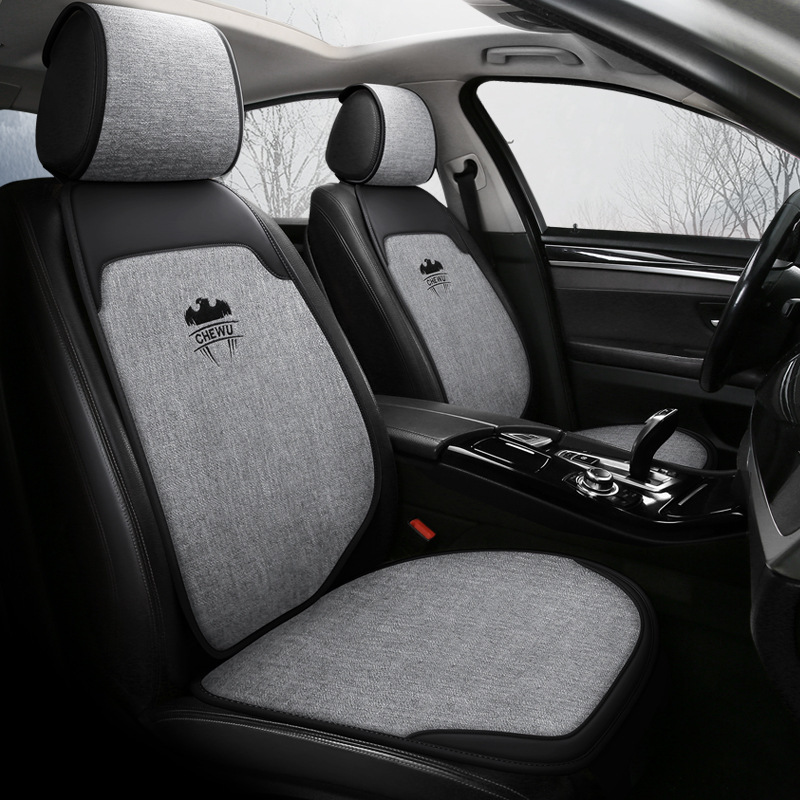Cojín clásico del asiento del coche cojín del asiento del coche de cinco asientos Universal Lino cintura pequeña Four Seasons cojín del asiento cubierta de asiento de coche completo