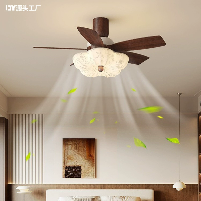 Эстетический вентилятор для спальни в стиле династии Сун, новый вентилятор полного спектра для защиты глаз, французский ретро-вентилятор, встроенная лампа, лампы Чжуншань