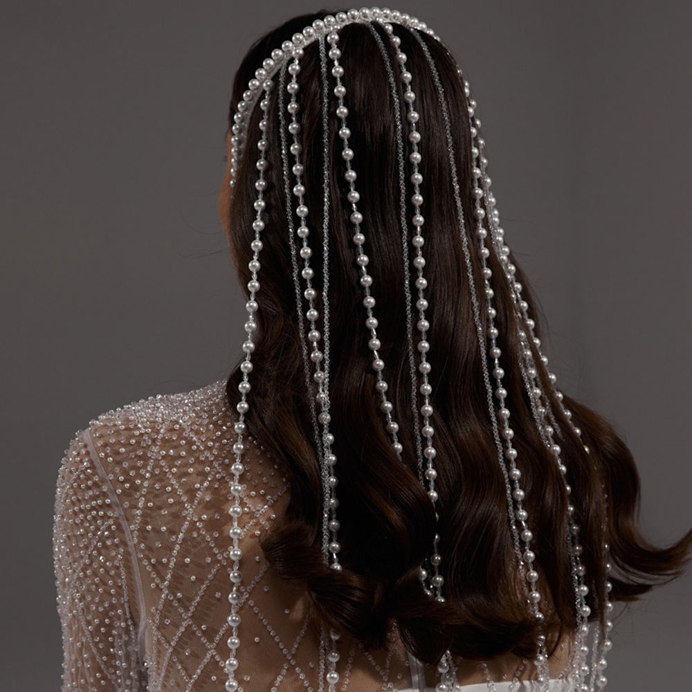 Europa y América venta caliente perla termites arnés de cabello de diamante de alta calidad acessorios de boda de novia banda de cabeza