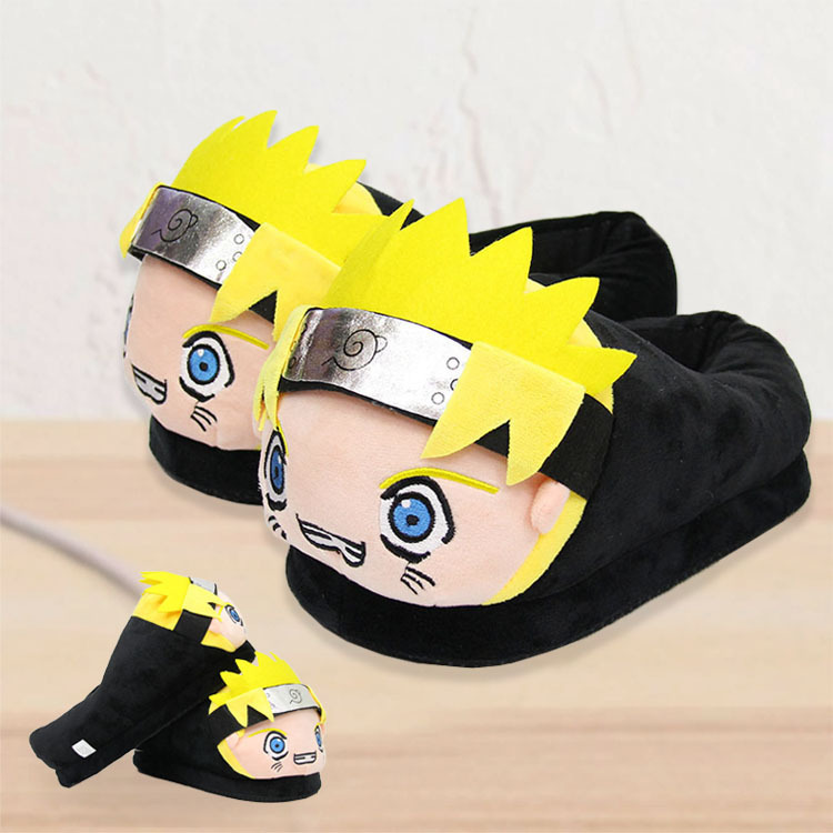 Cartoon peripheral Naruto plush slippers winter warm home bag heel Whirlpool Naruto home indoor slippers