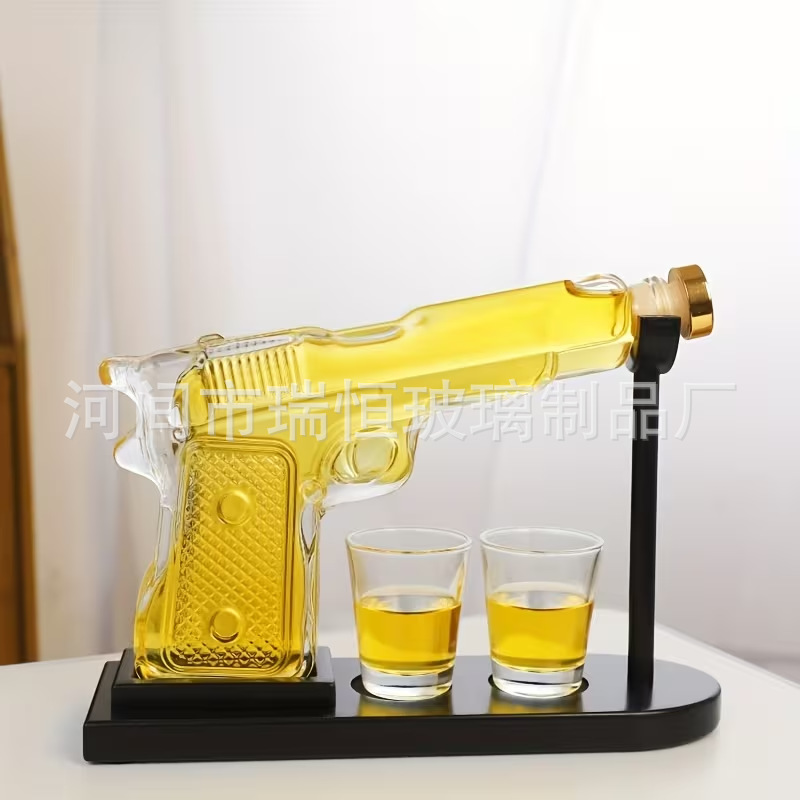 Pistola de vidrio decantador Botella de vino artesanal de vidrio Whisky Vodka Dieter Sand Eagle Pistola decantador