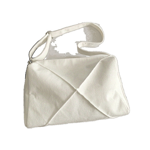 Solid-color, high-capacity shoulder bag; stylish quilted pleated corduroy crossbody bag—perfect commuter underarm tote.