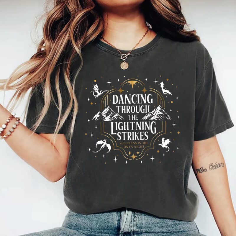【Cross-Border European Code】Dance through Lightning Attack T-Shirt Fourth Wing Inspired Design Shirt Agate Storm Short 【Cross-Border European Code】Dance through Lightning Attack T-Shirt Fourth Wing Inspired Design Shirt Agate Storm Short