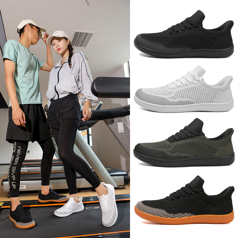 Cross-border large-size wide-last barefoot shoes, training shoes, comfortable women's wide-toe shoes, breathable soft-soled couple's fly-knit sneakers for men Cross-border large-size wide-last barefoot shoes, training shoes, comfortable women's wide-toe shoes, breathable soft-soled couple's fly-knit sneakers for men