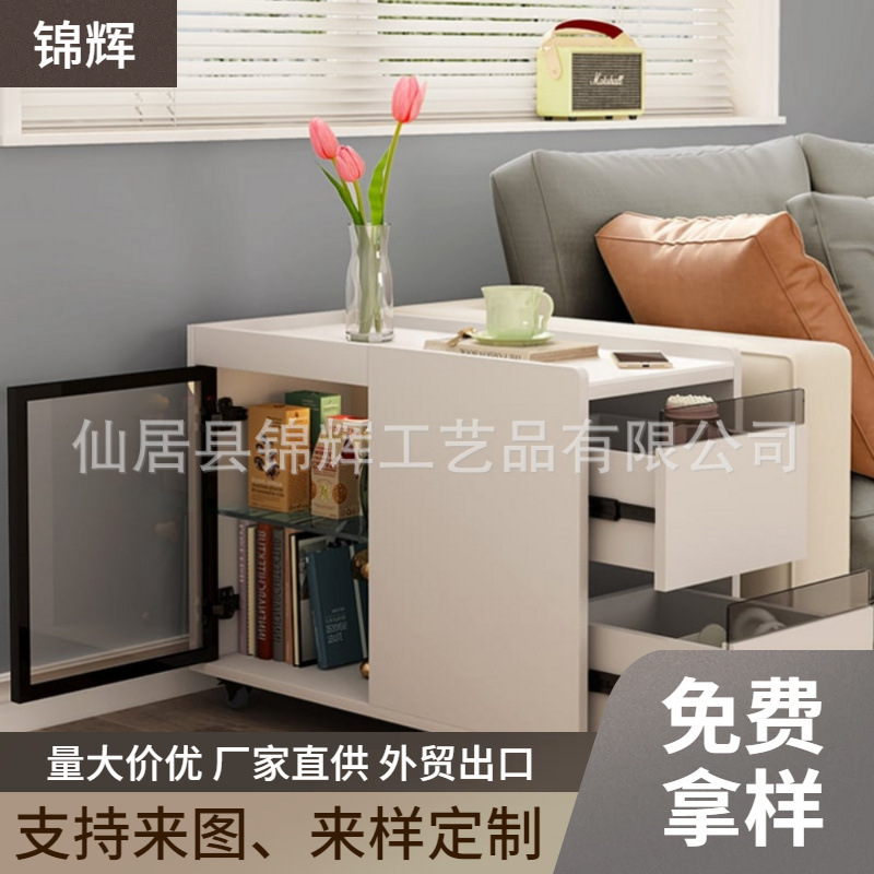 Customized New Side Cabinet with Rock Slab Edge, Narrow Cabinet, Living Room, Movable Small Coffee Table, Sofa Tea Corner
