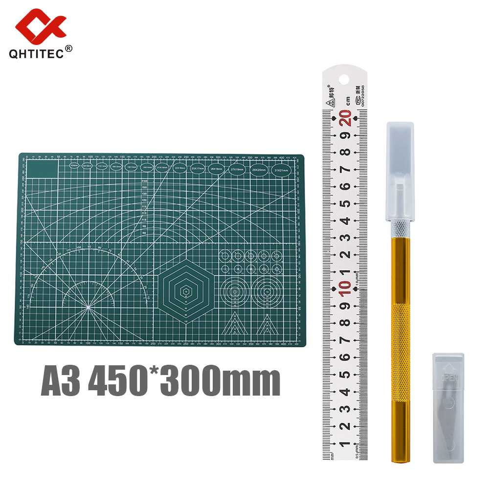 JCD防切割垫板A3不锈钢直尺测量工具办公用品套装DIY手账工具笔刀