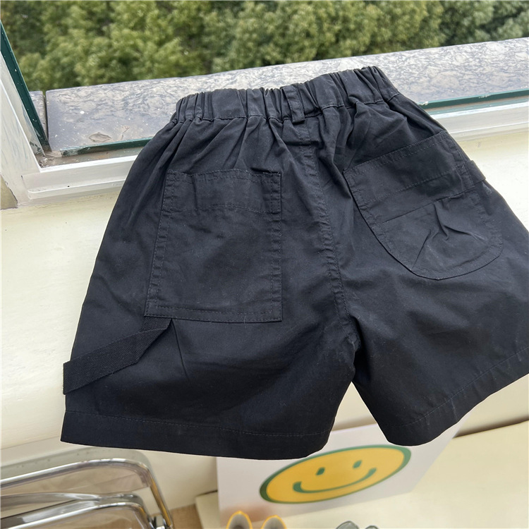 Pantaloni scurți versatile pentru copii, vara 2024, pentru băieți și fete din Coreea de Sud, cu etichetă de panglică, țesut, vară, Capris_voghion.com