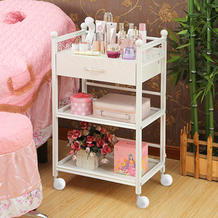 Lleuropean Beauty Trolley with Drawer Beauty Salon Trolley Hairdressing Tool Cart Multi-Functional Storage