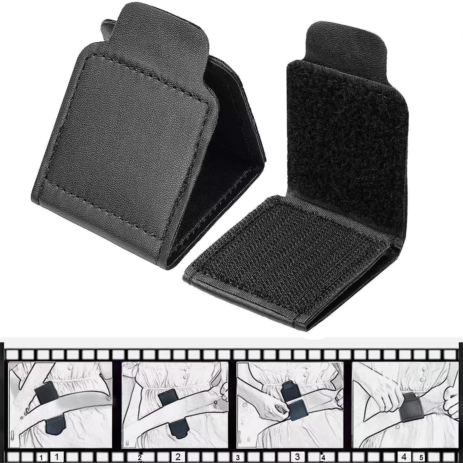 New car seatbelt adjuster for children and adults, shoulder strap and neck strap positioner, protector, and fastening clip