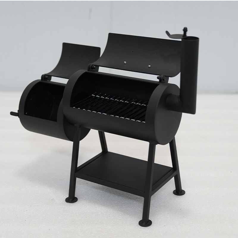 Regalos hechos a mano mini horno de parrilla de ahumado horno de grano pequeño portátil al aire libre horno de parrilla de doble barril horno de ahumado