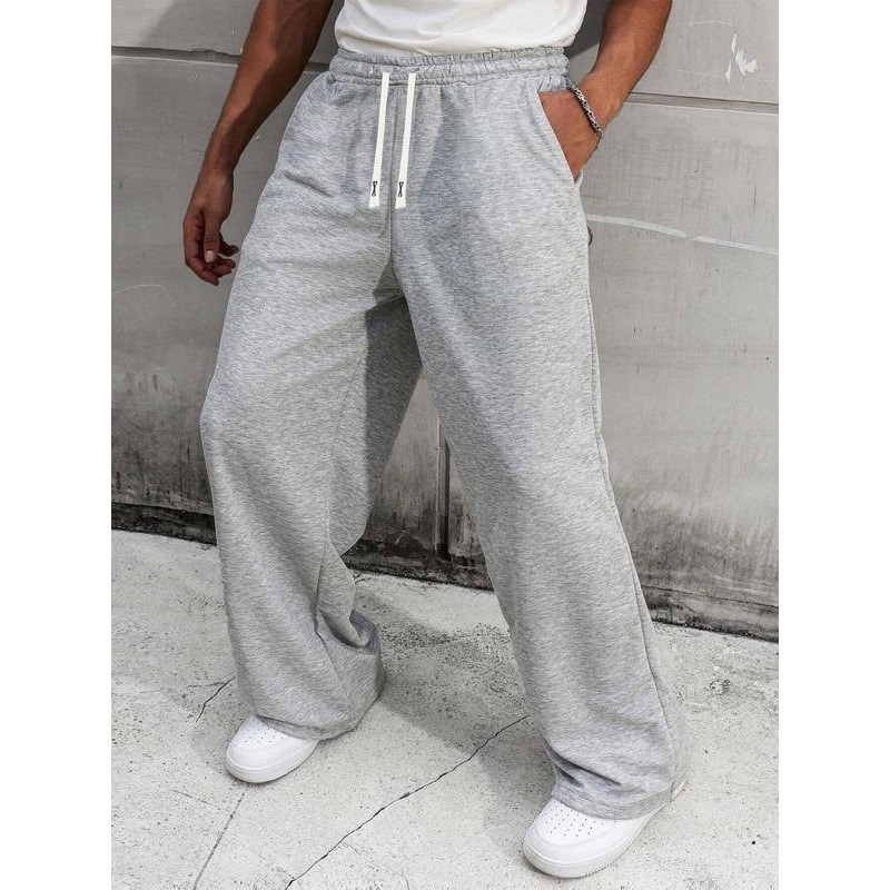 Herren-Jogginghose, einfarbig, weit geschnitten, lässig, mit Kordelzug, lockere Passform, sportlich, gerades Bein_voghion.com