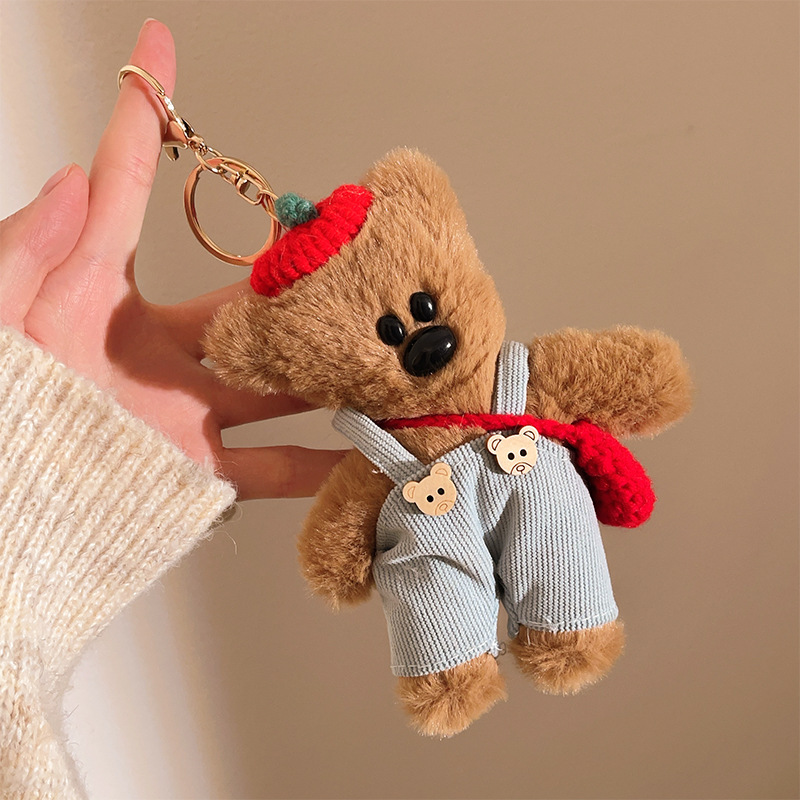 Peludo Bean Bear Keychain Colgante pareja de muñecas de amigos bolsos de teléfono móvil colgante colgante muñecas